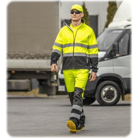 Куртка сигнальная из softshell, желто-серая, размер 3XL, HOEGERT Exter HT5K335-3XL