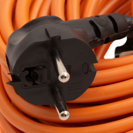 Удлинитель-шнур силовой 50 м, 16А, тип УХ16, ПВС, 1 розетка без заземления Сибртех 95825