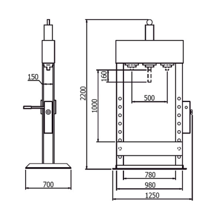 Пресс гидравлический с ручным приводом, 50 тонн, WERTHER-OMA PR50/PM(658B) Пресс гидравлический с ручным приводом, 50 тонн, WERTHER-OMA PR50/PM(658B)