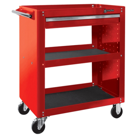 Тележка открытая «ОПТИМА», 3 полки и ящик, красная, МАСТАК 520-01580MR