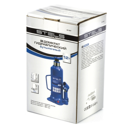 Домкрат гидравлический бутылочный, 12 т, 227-457 мм, Stels 51167