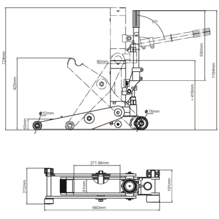 BAHCO BH1S45 Подкатной ножничный гидравлический домкрат, 4-5 тонн