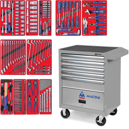 Набор инструментов "МАСТЕР" в серой тележке, 205 предметов МАСТАК 52-05205G01