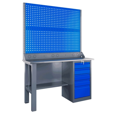Верстак слесарный гаражный однотумбовый, двойной экран, Верстакофф SLF 141.15.2-2R