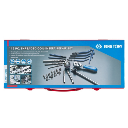 KING TONY 11311MQ02 Набор для восстановления резьбы М5-10, 119 предметов