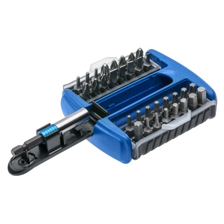 Набор бит с битодержателем 1/4", SL, PH, PZ, HEX, Torx, 33 шт, HOEGERT HT1S402