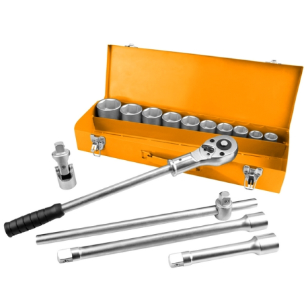 Набор торцевых головок с принадлежностями 3/4", шестигранные, 22-50 мм, 15 предметов TOLSEN TT15148 Набор торцевых головок с принадлежностями 3/4", шестигранные, 22-50 мм, 15 предметов TOLSEN TT15148