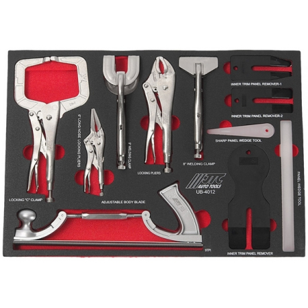 Набор инструментов для сварочных и кузовных работ в ложементе, 12 предметов, JTC-UB4012