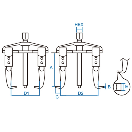 KING TONY 7962B-05 Съемник подшипников 2-х захватный 130 мм