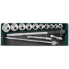Набор головок торцевых 3/4"DR, 22-50 мм, 15 предметов, Jonnesway S04H6315SA (S04H6115SA)