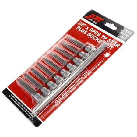 Набор бит-головок 3/8" TORX Plus TP10-TP50, L=100 мм, 9 предметов, JTC-7123