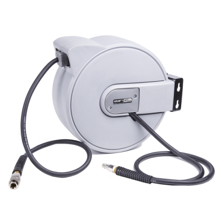 Катушка для воздуха/воды, закрытая пластиковая, шланг 8x12 мм, 15 м, 20 бар, KraftWell KRW1731.C8