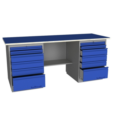 Верстак промышленный двухтумбовый с металлической столешницей Верстакофф GRAND 2000 Д6 Д6