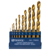 Набор спиральных сверл по металлу HSS TiN, 1.0-10.0 мм, в пластиковом кейсе, 10 шт, THORVIK TDBS10