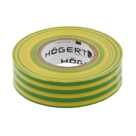 Изоляционная лента 19мм x 20м, желто-зеленая, HOEGERT HT1P286