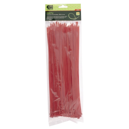 Хомуты пластиковые, 300x3.6 мм, красные, 100 шт, Сибртех 45504 Хомуты пластиковые, 300x3.6 мм, красные, 100 шт, Сибртех 45504