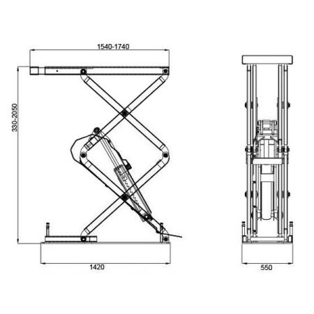 Подъемник ножничный электрогидравлический, заглубляемый, 3,2 тонны, KRAFTWELL KRW3.2U