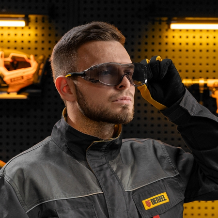 Очки защитные открытые, поликарбонатные, увеличенная дымчатая линза, DENZEL 89203