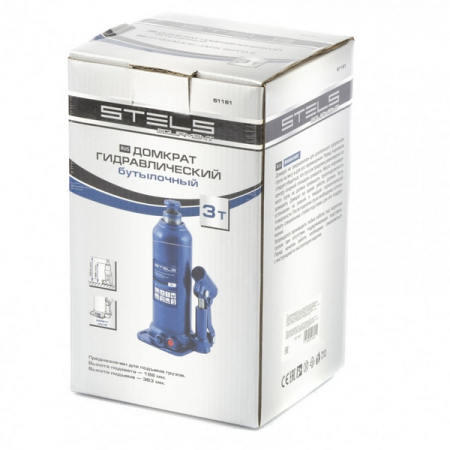 Домкрат гидравлический бутылочный, 3 т, 188-363 мм, Stels 51161