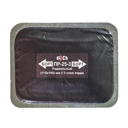 Пластырь радиальный резинокордный для горячей вулканизации 115x145мм (3 сл) БХЗ ПР-25-3