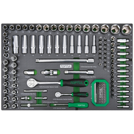 Тележка с набором инструментов, 213 предметов, 7 ящиков, черная, TOPTUL GE-21351