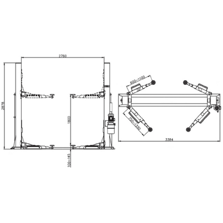 Подъемник автомобильный двухстоечный электрогидравлический, 4 тонны, Red Line Premium R240EB (380V)