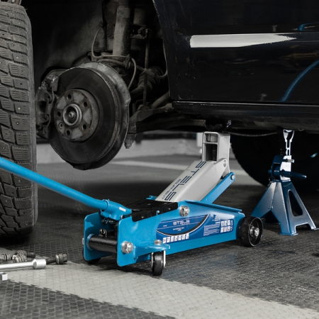 Подкатной гидравлический домкрат для автолюбителя, высокий подъем, 3 т, кейс, Stels 51157