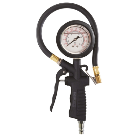 Пистолет для подкачки шин с аналоговым жидкостным манометром, 16 бар, KraftWell KRWTG-A2 Пистолет для подкачки шин с аналоговым жидкостным манометром, 16 бар, KraftWell KRWTG-A2