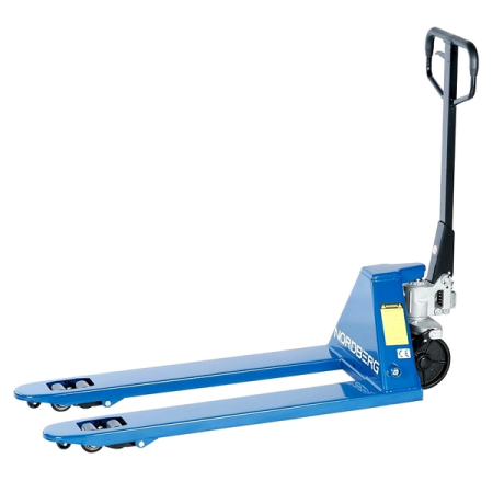 Тележка (рохля) складская гидравлическая, 2,5 т, усиленная, с полиуретановыми колесами NORDBERG N3901-25 Тележка (рохля) складская гидравлическая, 2,5 т, усиленная, с полиуретановыми колесами NORDBERG N3901-25