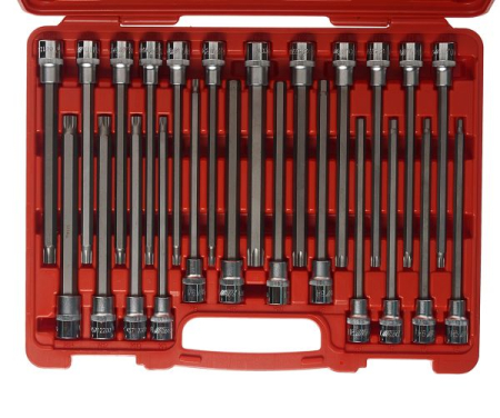 Набор бит-головок 1/2" TORX, HEX, RIBE, SPLINE, 24 предмета, JTC-7024