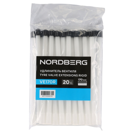 NORDBERG VE170R Удлинитель вентиля пластиковый, прямой, L=170 мм, 20 шт