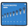 NORDBERG 103208P Набор ключей комбинированных трещоточных с флажком, 8-19 мм, 8 шт, чехол