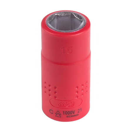 KING TONY 4335VE15M Головка торцевая диэлектрическая шестигранная 1/2”, 15 мм