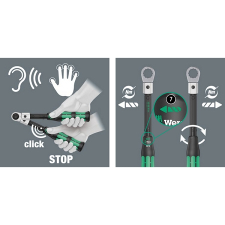 Ключ динамометрический для насадок 14x18 мм, предустановлен 20 Нм, 20-250 Нм, левая/правая резьба, WERA Click-Torque XP 4