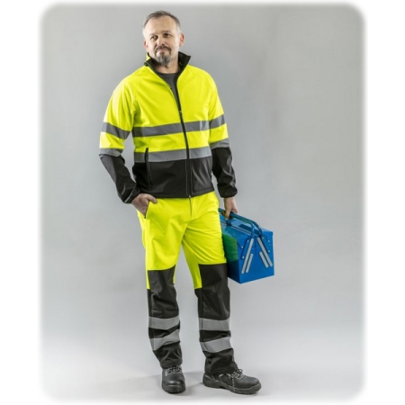 Куртка сигнальная из softshell, желто-серая, размер 3XL, HOEGERT Exter HT5K335-3XL
