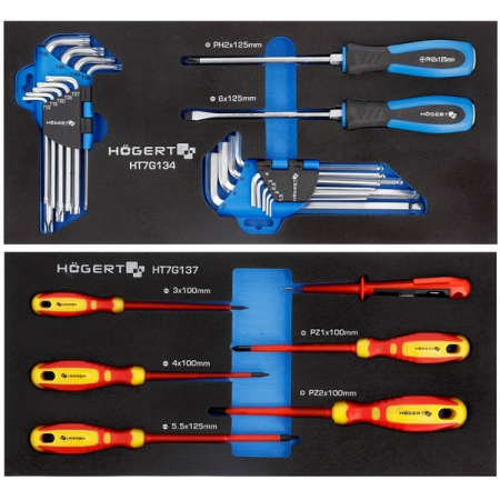 Набор инструментов в тележке, 214 предметов, HOEGERT HT7G056
