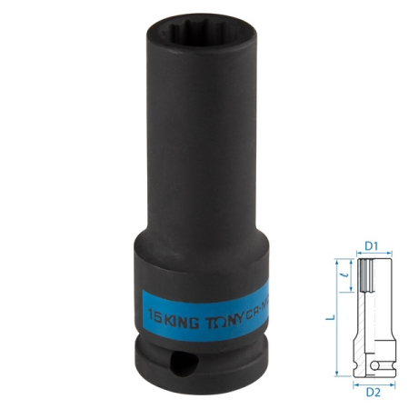 KING TONY 443015M Головка торцевая ударная глубокая двенадцатигранная 1/2", 15 мм KING TONY 443015M Головка торцевая ударная глубокая двенадцатигранная 1/2", 15 мм