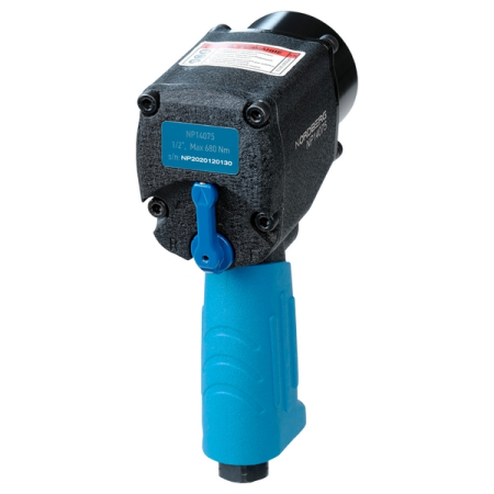 NORDBERG NP14075K Пневмогайковерт ударный 1/2", 680 Нм, укороченный, с 3 головками в кейсе