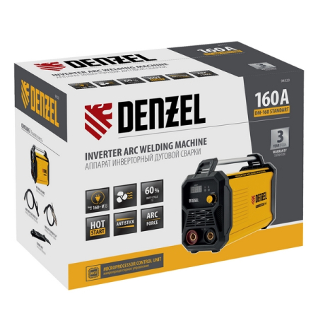 Аппарат инверторный дуговой сварки, 160 А, Denzel DM-160 Standart