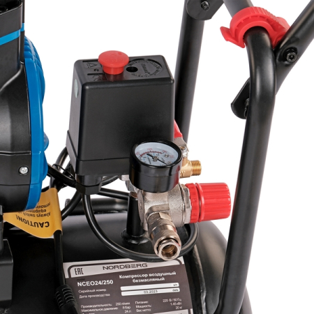 NORDBERG NCEO24/250 Компрессор поршневой безмасляный 220В, ресивер 24л, 250л/мин