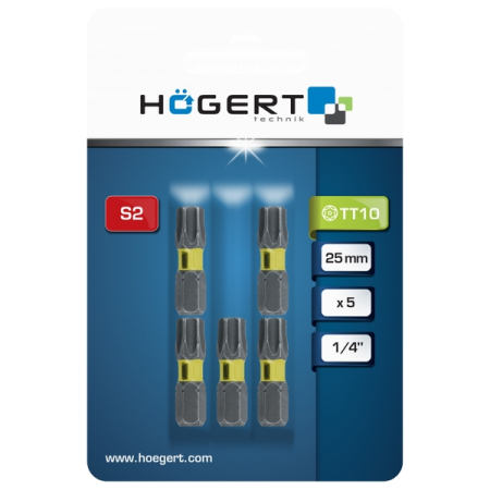 Биты ударные TT10, 25 мм, 5 шт, HOEGERT HT1S135
