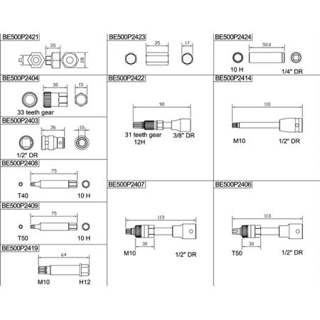 BAHCO BE500P24 Набор для снятия генератора, 24 предмета