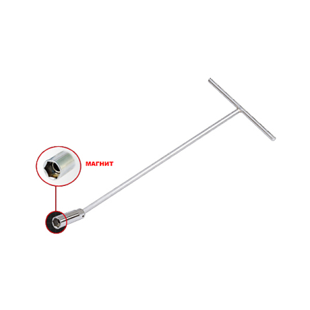 KING TONY 15661612 Т-образный свечной ключ, 16 мм, с шарниром и магнитом, рабочая длина 300 мм