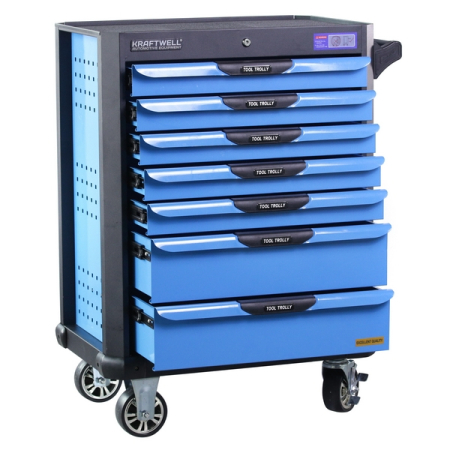 Тележка синяя с набором инструментов, 250 предметов, KraftWell KRW-TTB+SET250