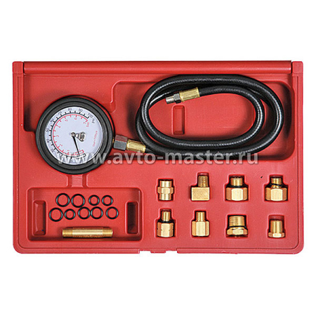 Манометр для измерения давления масла с комплектом переходников Мастак 120-20020C