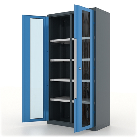 Шкаф инструментальный Premium, серо-синий, двери со стеклом, Ferrum 13.2082-7016/5015