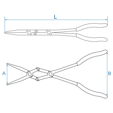 Плоскогубцы тонконосые удлиненные, 340 мм, двойной шарнир KING TONY 6329-13C