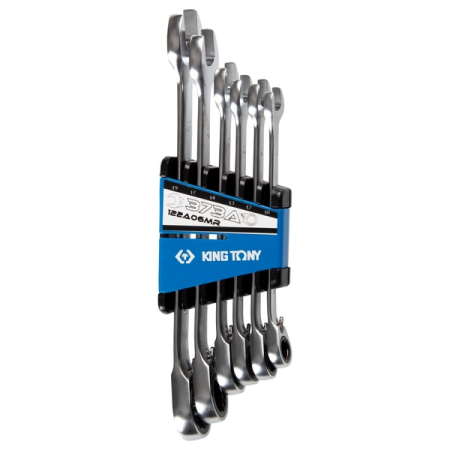 KING TONY 122A06MR Набор комбинированных трещоточных ключей, 10-19 мм, 6 предметов