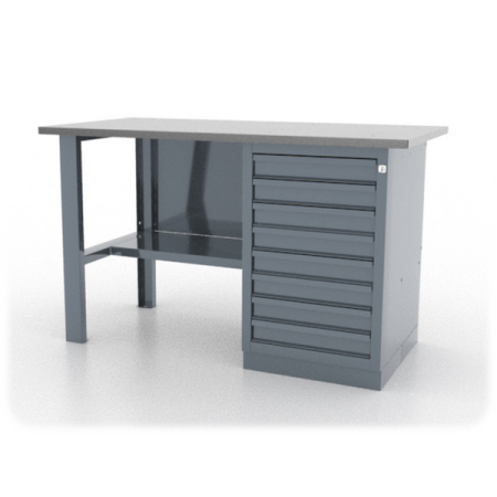 Верстак слесарный однотумбовый серии “L”, оцинкованная столешница, серый, Ferrum 01.108L-9007