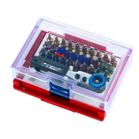 Набор вставок (бит) 1/4 дюйма, TORX, HEX, PZ, PH, SLOT, 33 предмета МАСТАК 058-10033C